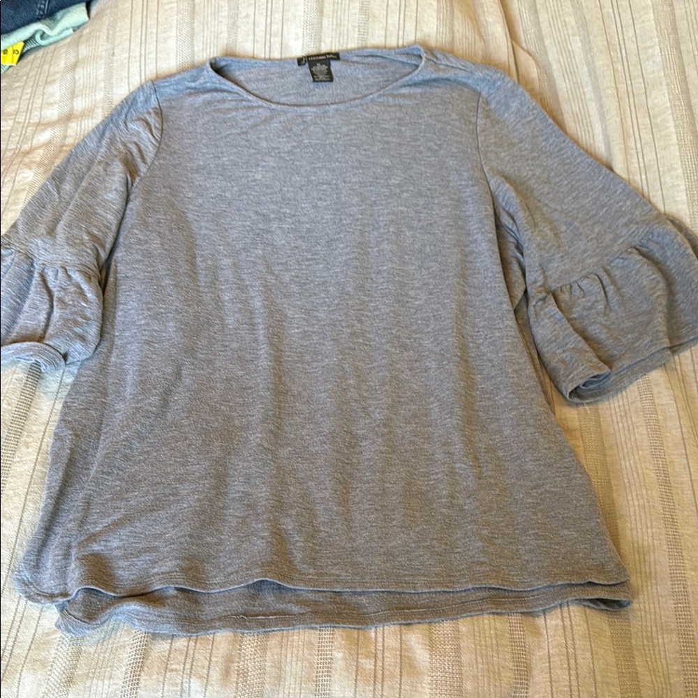 Adrianna Papell Gray Bell Sleeve Blouse